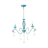 Vintage Crystal Candle Blue Chandelier Dining Room Image - 3