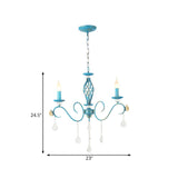 Vintage Crystal Candle Blue Chandelier Dining Room Image - 4