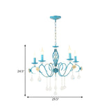 Vintage Crystal Candle Blue Chandelier Dining Room Image - 9