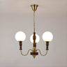 Vintage Curved Ball Wood Metal Brown 6-Light Chandelier Image - 8