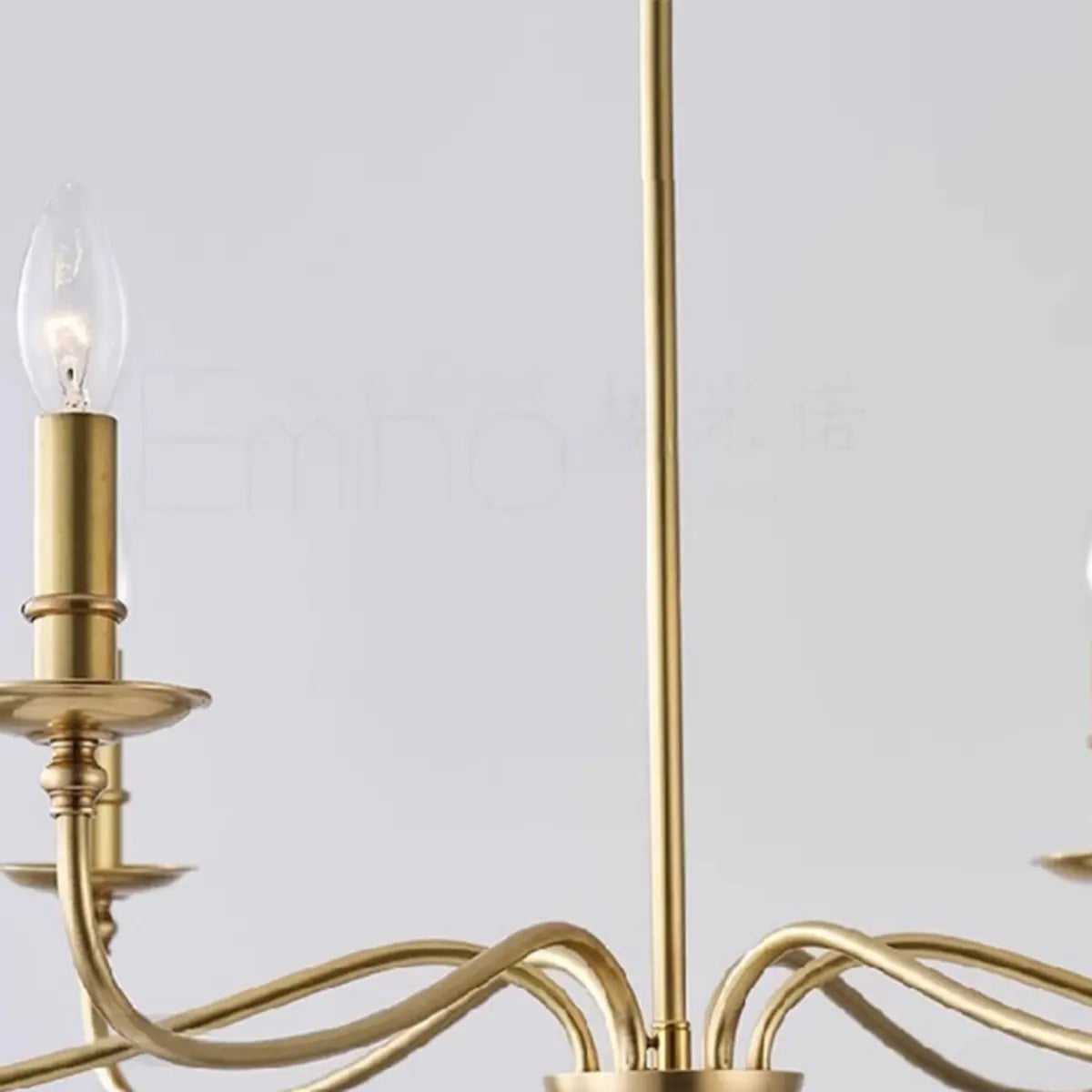 Vintage Curved Candelabra Metal Large Gold 6-Bulb Chandelier Image - 12