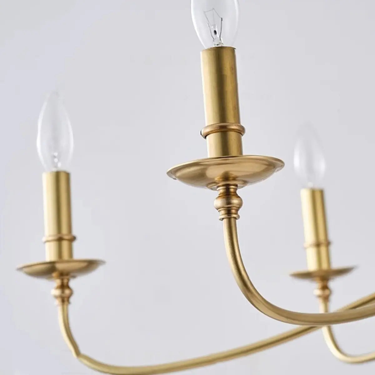 Vintage Curved Candelabra Metal Large Gold 6-Bulb Chandelier Image - 15