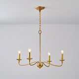 Vintage Curved Candelabra Metal Large Gold 6-Bulb Chandelier Image - 9