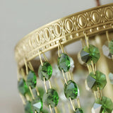 Vintage Cylinder Green Crystal Bead Brass Pendant Light Image - 10