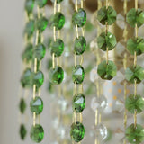 Vintage Cylinder Green Crystal Bead Brass Pendant Light Image - 9