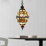 Vintage Dining Room Amber Glass Lantern Chandelier Image - 2