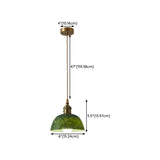 Vintage Dining Room Green Stone Metal Dome Pendant Light #size