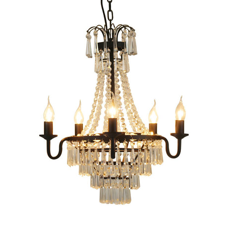 Vintage Dining Room Tiered Crystal Empire Candle Chandelier Image - 3