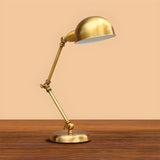 Vintage Dome Brass Adjustable Gold Tone Desk Lamp Image - 2