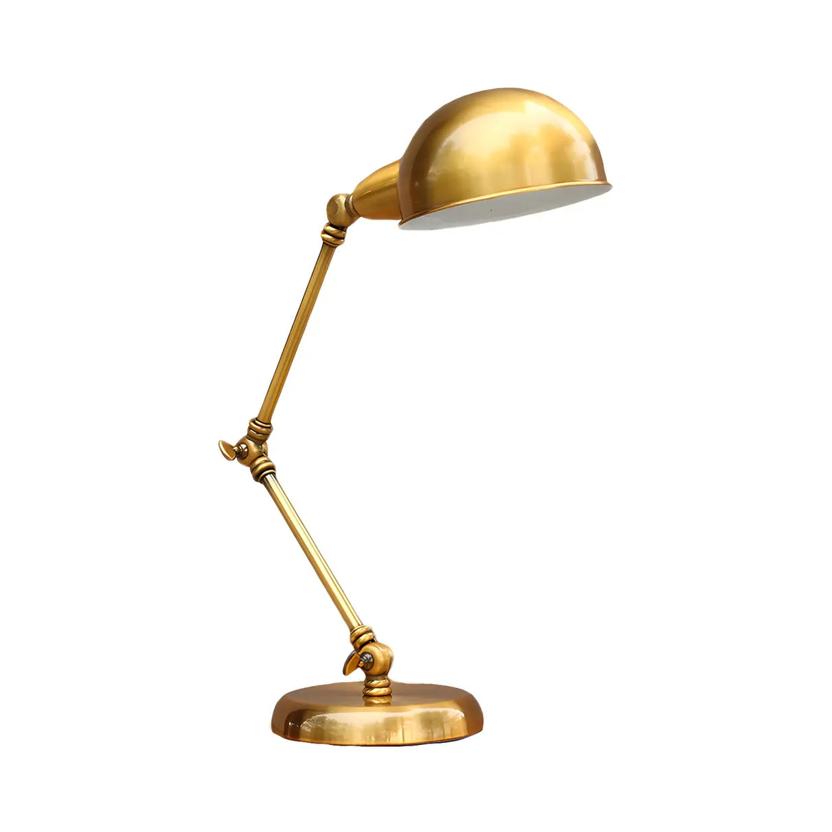 Vintage Dome Brass Adjustable Gold Tone Desk Lamp Image - 4