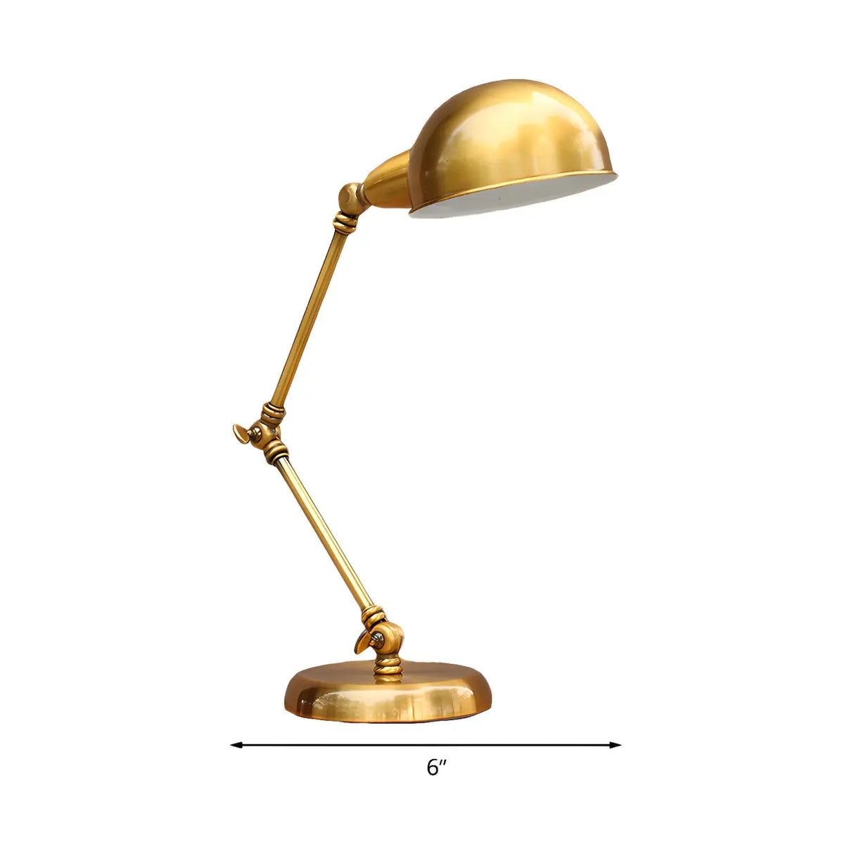 Vintage Dome Brass Adjustable Gold Tone Desk Lamp 