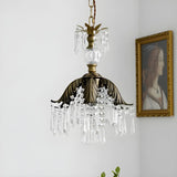 Vintage Elegant Bronze Leaf Clear Crystal Pendant Light Image - 3