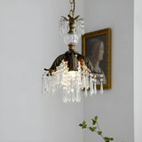 Vintage Elegant Bronze Leaf Clear Crystal Pendant Light Image - 4