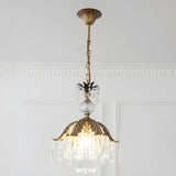 Vintage Elegant Bronze Leaf Clear Crystal Pendant Light Image - 6