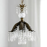 Vintage Elegant Bronze Leaf Clear Crystal Pendant Light Image - 7