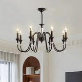 Vintage Elegant Living Room Black Candle Chandelier Image - 1