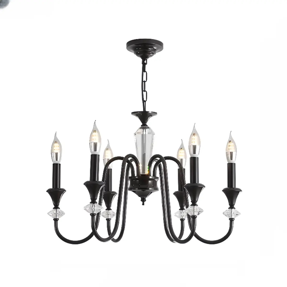 Vintage Elegant Living Room Black Candle Chandelier Image - 13