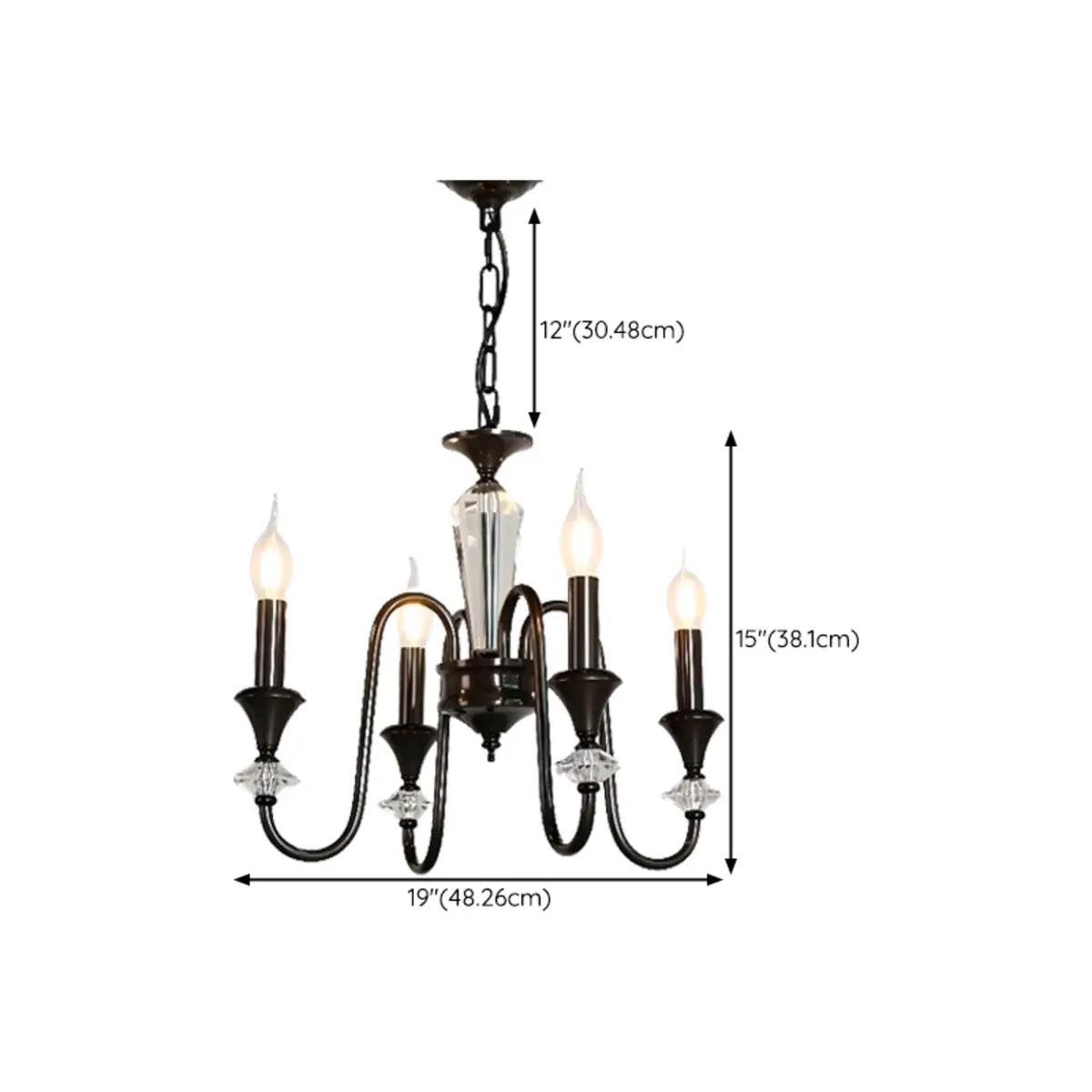 Vintage Elegant Living Room Black Candle Chandelier 