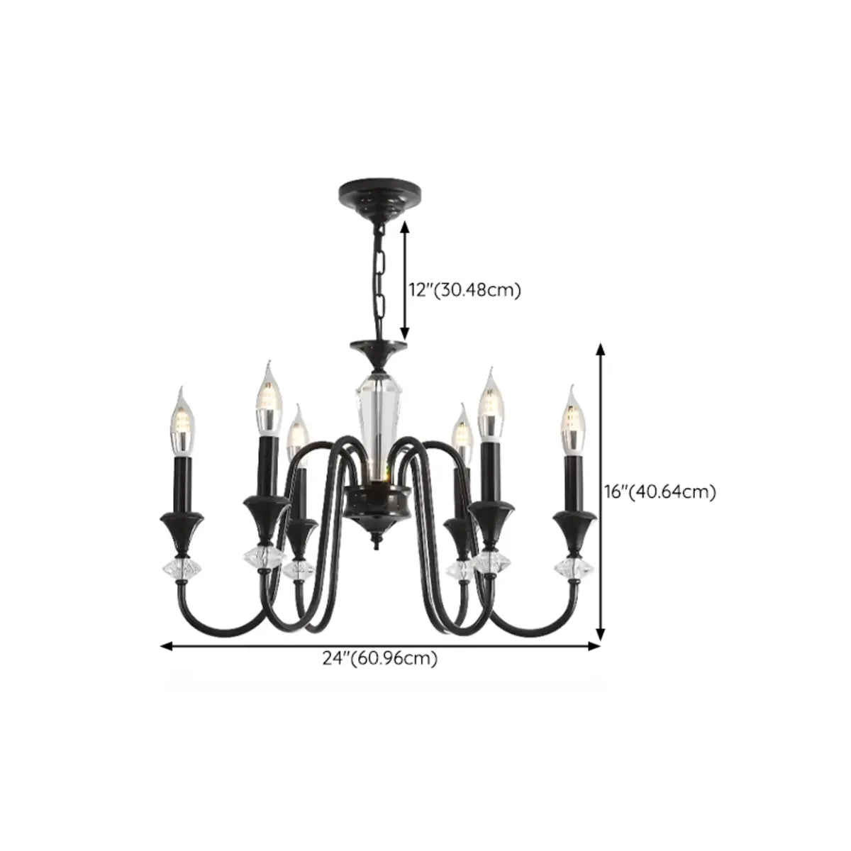 Vintage Elegant Living Room Black Candle Chandelier Image - 20