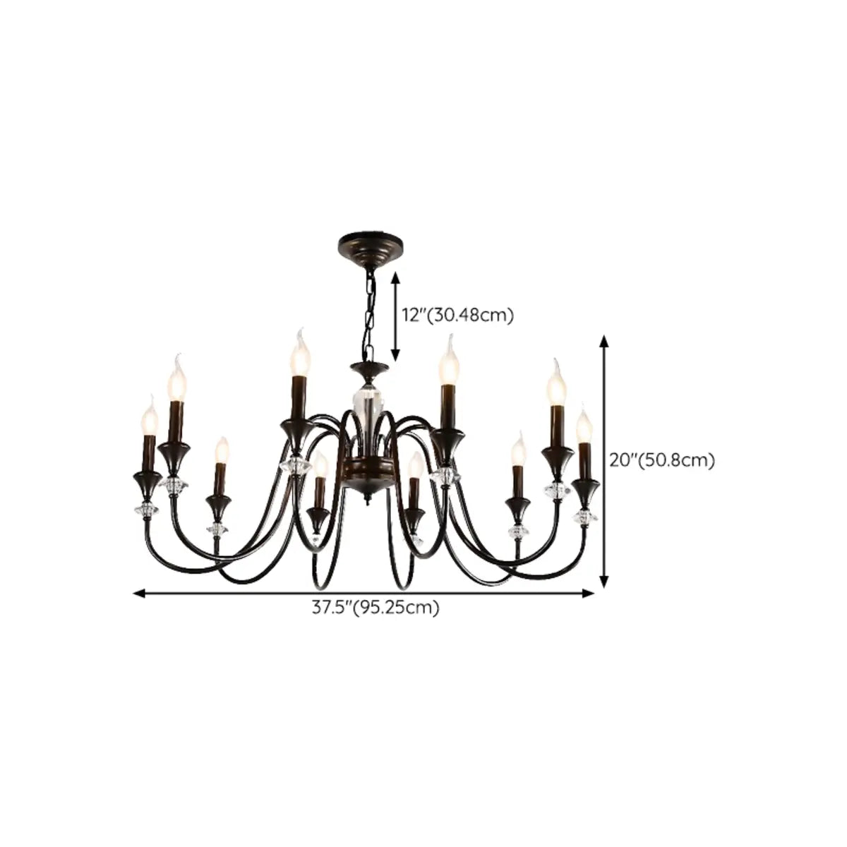 Vintage Elegant Living Room Black Candle Chandelier Image - 22