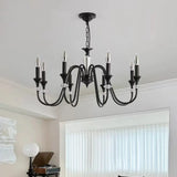 Vintage Elegant Living Room Black Candle Chandelier Image - 3