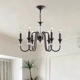 Vintage Elegant Living Room Black Candle Chandelier Image - 4