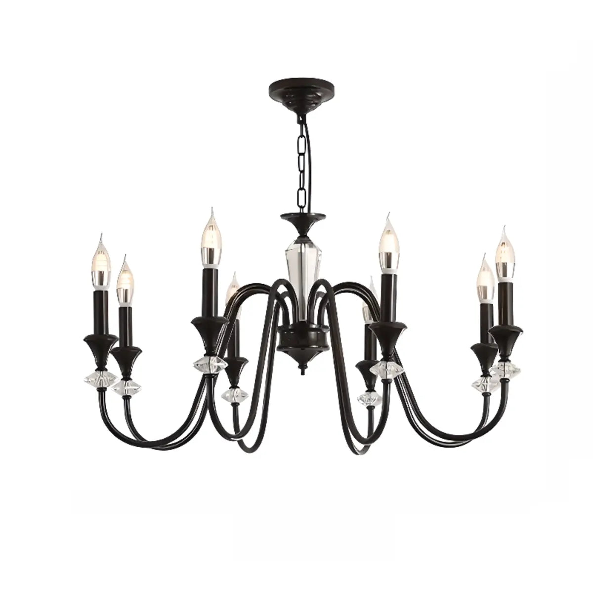 Vintage Elegant Living Room Black Candle Chandelier Image - 5