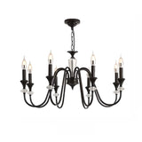 Vintage Elegant Living Room Black Candle Chandelier Image - 5