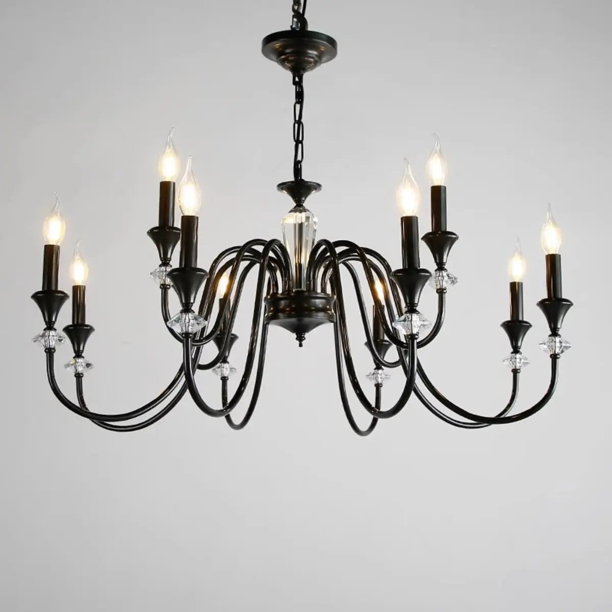 Vintage Elegant Living Room Black Candle Chandelier Image - 6