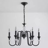 Vintage Elegant Living Room Black Candle Chandelier Image - 7