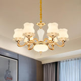 Vintage Flower Classic Gold Frosted Glass Chandelier Image - 1