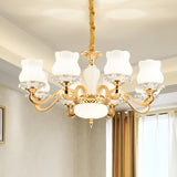 Vintage Flower Classic Gold Frosted Glass Chandelier Image - 4