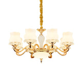 Vintage Flower Classic Gold Frosted Glass Chandelier Image - 6