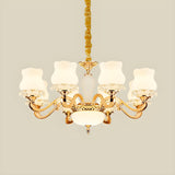 Vintage Flower Classic Gold Frosted Glass Chandelier Image - 7