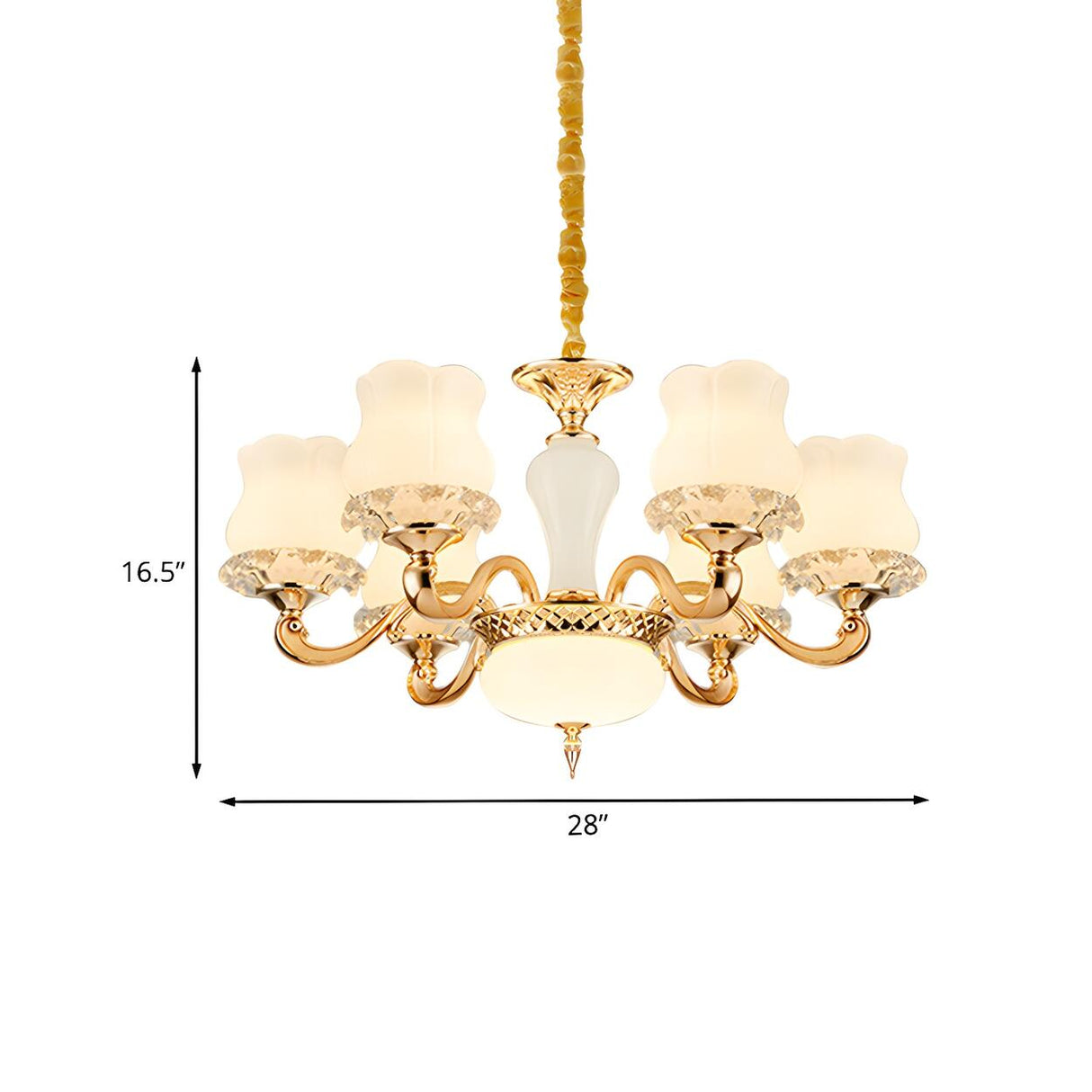 Vintage Flower Classic Gold Frosted Glass Chandelier 