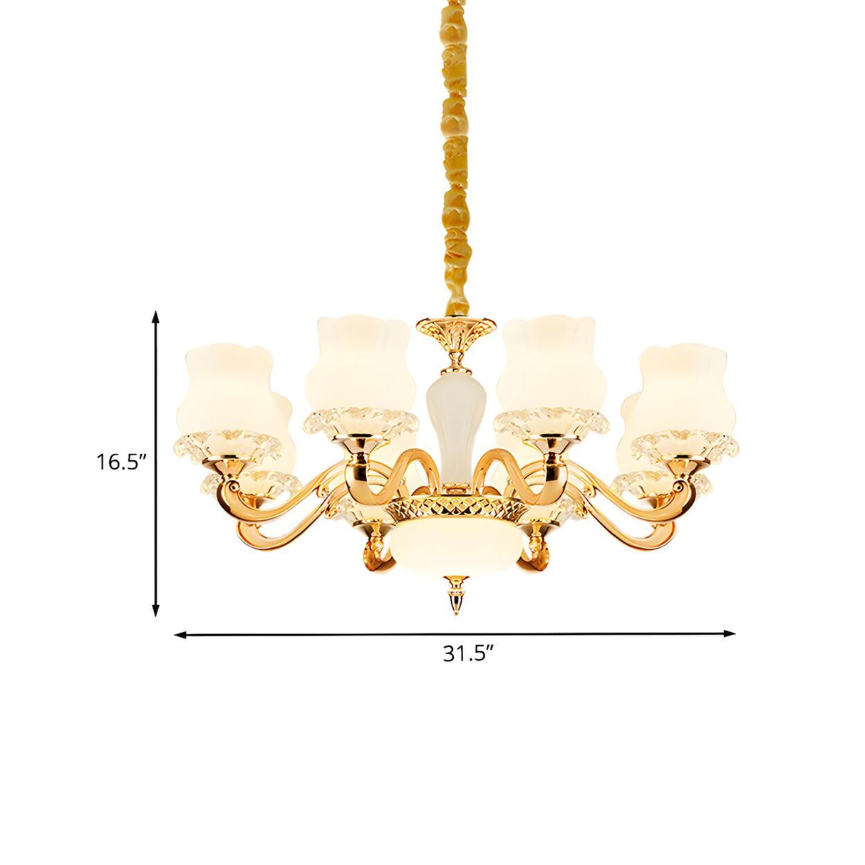 Vintage Flower Classic Gold Frosted Glass Chandelier Image - 9