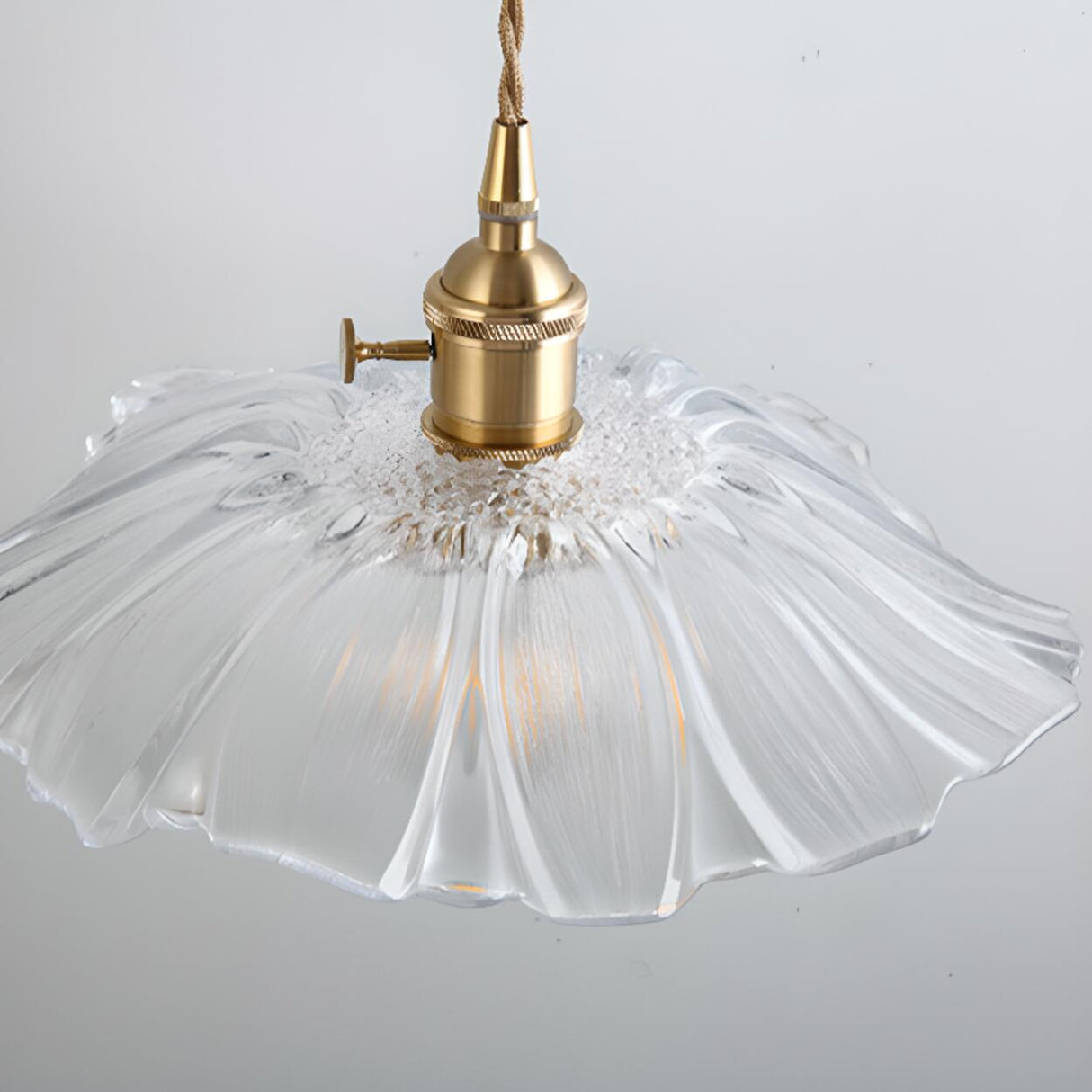 Vintage Flower Clear Glass Adjustable Pendant Light Image - 9