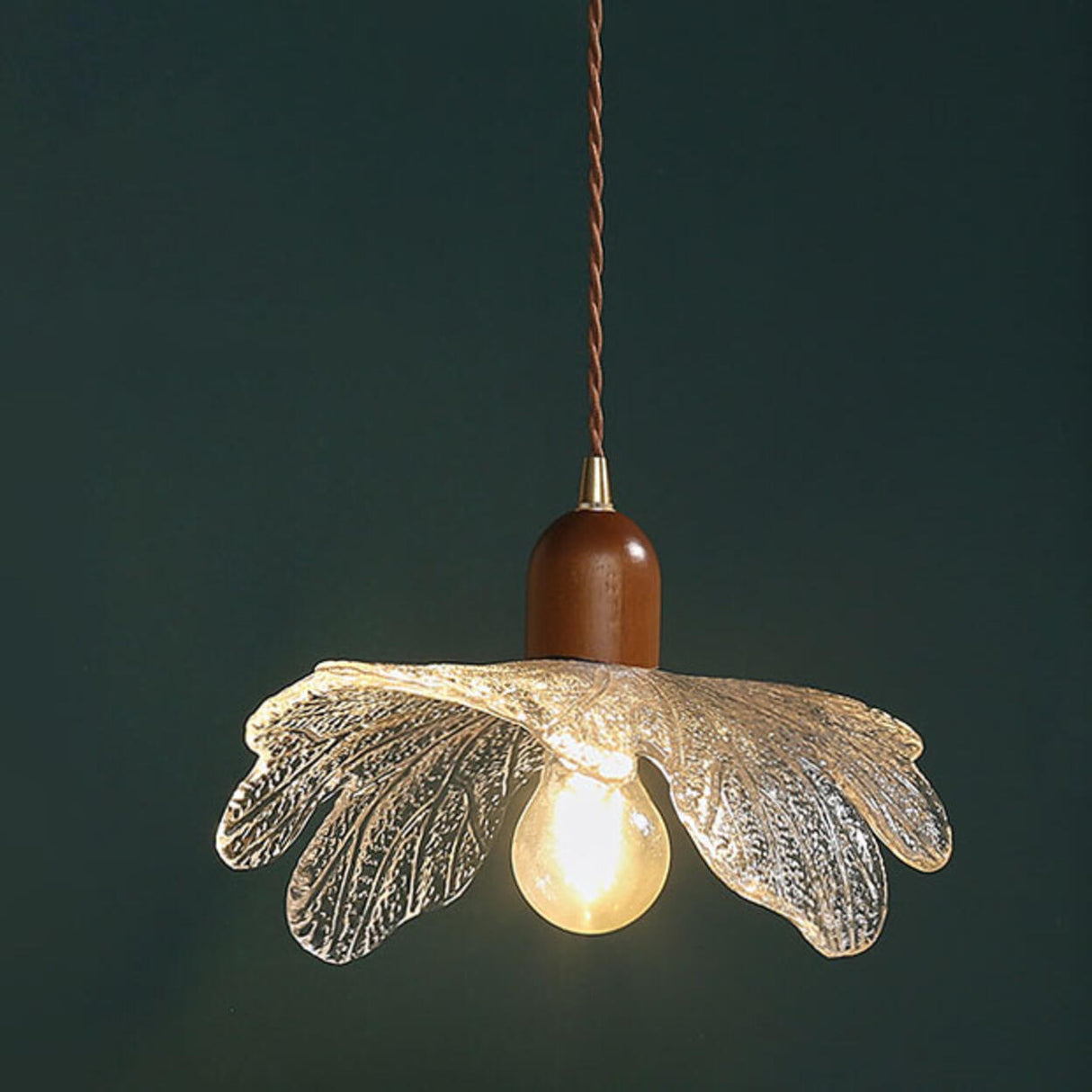 Vintage Flower Clear Glass Pendant Light Adjustable Height Image - 7