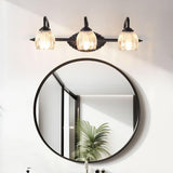 Vintage Flower Glass 3-Light Black Vanity Wall Light Image - 4