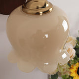 Vintage Flower Shaped Glass Walnut Wood Wall Sconce Image - 8