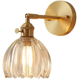 Vintage Fluted Glass Brass Geometric Wall Sconce Image - 5