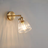 Vintage Fluted Glass Brass Geometric Wall Sconce Image - 8