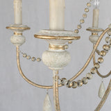 Vintage French Gray Wood Metal Candelabra Beaded Chandelier Image - 9