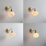 Vintage Frosted Glass Gold Drum Metal Wall Sconce Image - 10