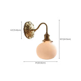 Vintage Frosted Glass Gold Drum Metal Wall Sconce Image - 17