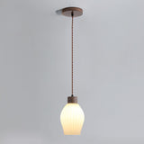 Vintage Geometric Ribbed Milk Glass Pendant Light Image - 8