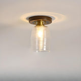 Vintage Glass Globe Flush Mount Light Brass Finish Image - 10