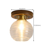 Vintage Glass Globe Flush Mount Light Brass Finish Image - 15