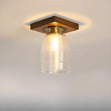 Vintage Glass Globe Flush Mount Light Brass Finish Image - 6