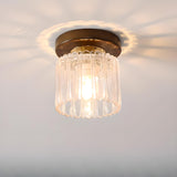 Vintage Glass Globe Flush Mount Light Brass Finish Image - 9